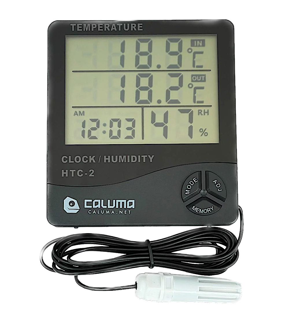 Caluma Thermo-Hygrometer mit Uhr und neuer Sonde